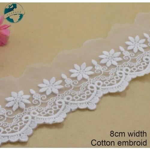 3yards 8cm width Cotton embroidery lace sewing ribbon guipure trim fabric DIY Garment Accessories Curtain decoration#3049