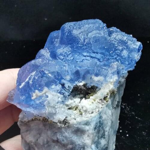 315.5gNatural artificial irradiation of blue fluorite and chalcopyrite symbiotic crystal mineral specimens for home decoration