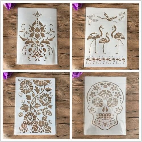 4pcs/set A4 Mandala Stencils Painting Coloring Embossing Scrapbook Album Decorative Template cake stencil crafts books