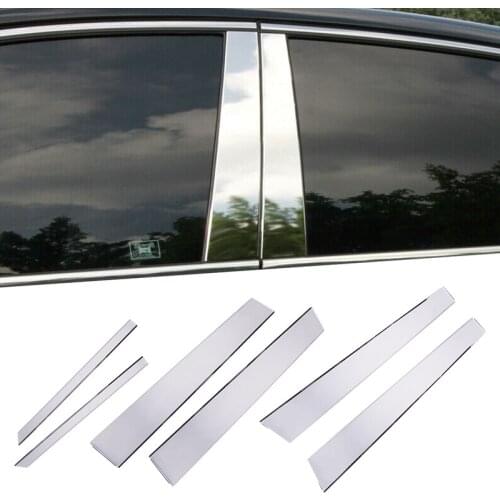 6PCS/SET Chrome Stainless Car Pillar Post Trim Door Strip Styling Fit For Honda Accord 2003-2007