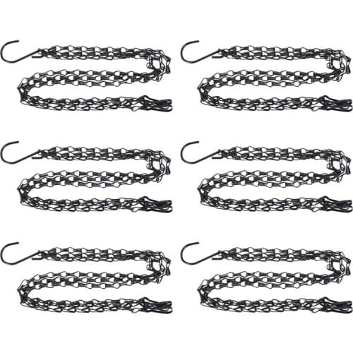 6 Pack Hanging Chain, HEAVY DUTY 50cm Hanging Flower Basket Replacement Chain -3 Point Garden Plant Hanger for Outdoor or Indoor