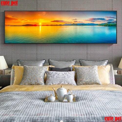 Diy diamond paintings Colorful sunset seascape large 5d full square round Cross Stitch embroidery picture mosaic kit decor large