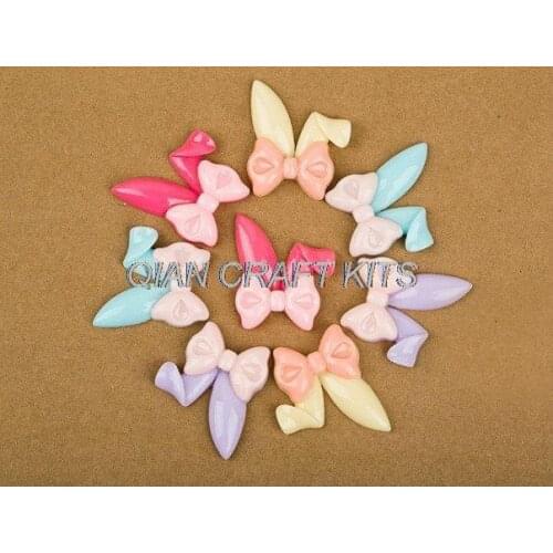 200pcs medium Kawaii Rabbit Bunny Ear Bow tie cabochon decoden resin deco embellishment Scrapbook 24mm