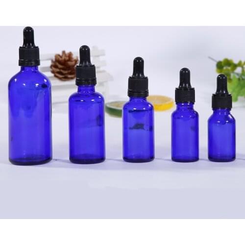Blue Essential Oil Bottle Essential Oil Dispensing Bottle Dropper Essence Bottle Glass Refilable Bottles 5ml-100ml