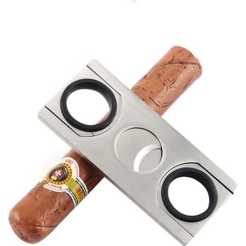 Double Blades Stainless Steel Cigar Cutter Portable Metal Square Cigars Scissors Smoking Accessories