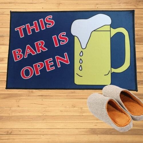 This Bar Is Open Beer Mug Blue Doormat Mats Hallway Doorway Bathroom Kitchen Rugs Custom Floor Mats Carpet Bar Decoration