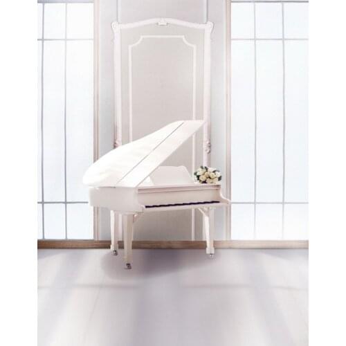 White Living Room Flowers Piano Photography Backdrops Photo Props Studio Background 5x7ft