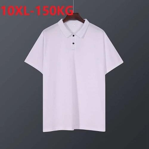 Summer Men polo tshirts short sleeve hole Breathable casual turn down collar tees large size 7XL 8XL 9XL 10XL tops elasticity 70