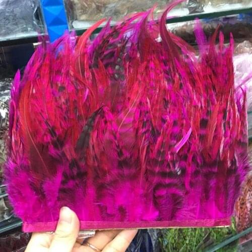 Hot 1 Yards Beautiful Rose rooster feathers 10-15 cm/4-6 inch DIY jewelry plume feather cloth belt dance decoration