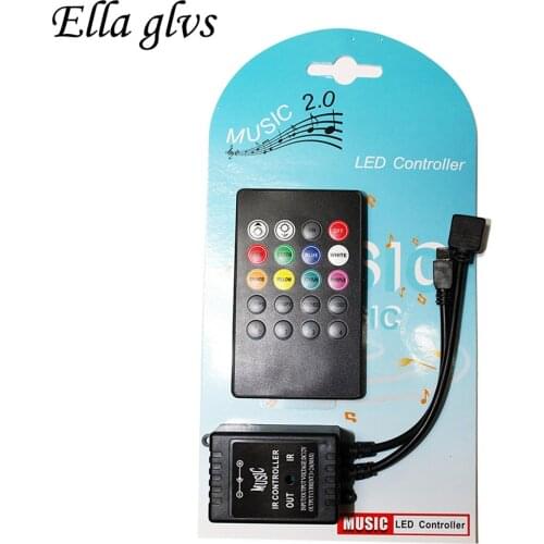 LED Music IR Controller DC 12V-24V 20 keys IR Remote Controller Sound Sensor Controller Designed For RGB LED Strip Lights