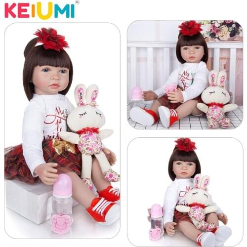 KEIUMI 24 Inch 60 Cm Latest Cloth Body Reborn Dolls Wig Hair Beautiful Simulation Reborn Girl Dolls Birthday Gifts For Children