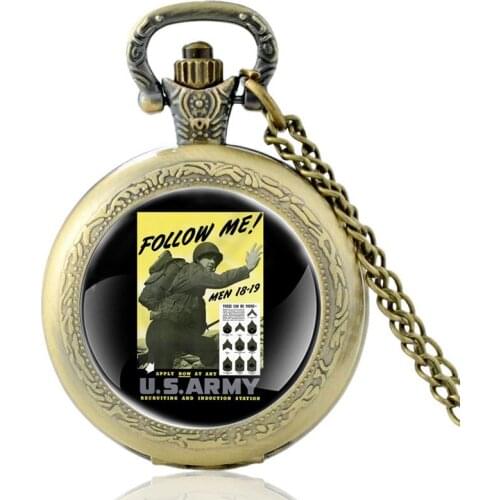 Classic US Army Vintage Quartz Pocket Watch Men Women Unique Pendant Necklace Hours Chain Clock Best Gifts