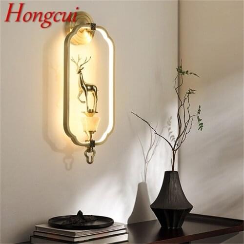 Hongcui Indoor Wall Lamps Fixture LED Brass Luxury Modern Bedroom Wall Light Sconces for Home Living Room Office