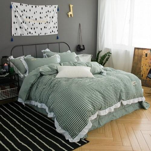 Washed Cotton Bedding Set Soft Bedclothes Luxury Duvet/Quilt Cover Bed Linen sheet set 4 Pieces Bedding Sets