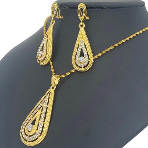 Dubai Earrings/Pendant/Necklace African Gold Color Jewelry Set For wedding girl Women Gifts