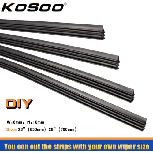 KOSOO Car Vehicle Insert Rubber Strip strips Soft Car Wiper Blade (Refill) 6mm Width 26" 28" 4pcs/lot Automobile car Accessories