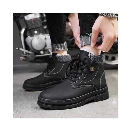 Nice Warm Mens Snow Boots Mid-Calf Round Toe Lace-Up Men Shoes Casual Comfortable Winter Outdoor Non-Slip Waterproof Male Boots