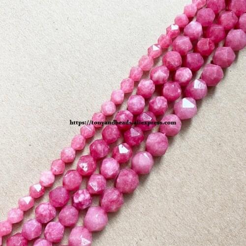 15" Natural Stone Big Cuts Faceted Synthetic Rhodonite Round Loose Beads 6 8 10 mm Pick Size