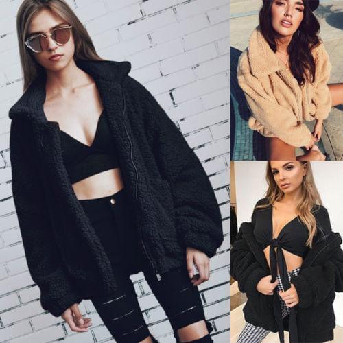Lanxirui Brand Women 'S Woolen Coat Long Sleeve Oversized Loose Jumper Cardigan Outwear Coat
