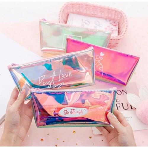 Laser Colorful Sanitary Pad Bag Pencil Cases Transparent Pouch Credit Card Holder Cosmetics Organizers Headphone Case Coin Purse