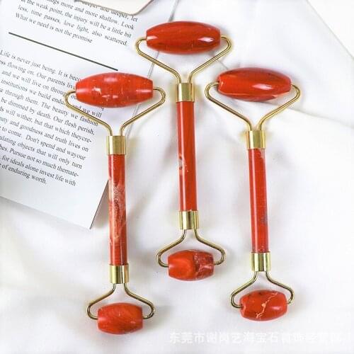 Red Jasper Face Roller Natural Stone Crystal Mineral Healing Massager Facial Body Neck Health Skin Care Massage Gua Sha Detox
