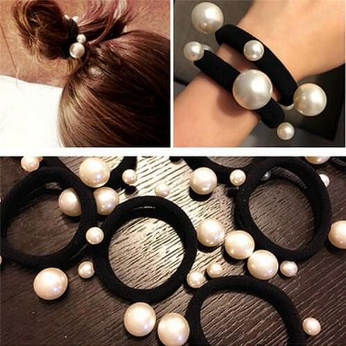 Fashion Elastic black Bands Girl Rope Gum Rubber Band tie bun holder Size:Approx.6cm