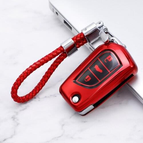 Soft TPU Car Flip Key Case Cover Bag Keychain Protector for Toyota Auris Avensis Aygo Corolla Camry RAV4 Verso Scion Yaris