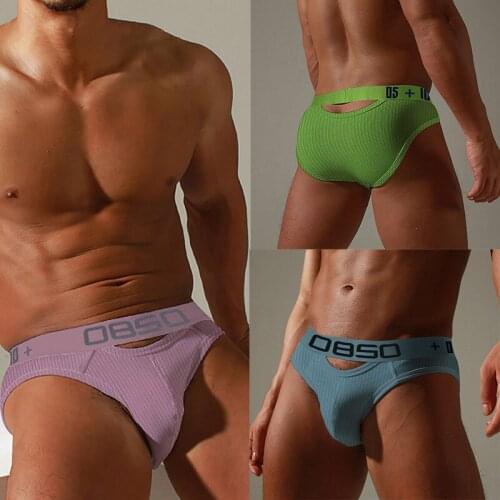 New underwear cotton personality trend mens breathable elastic sexy briefs