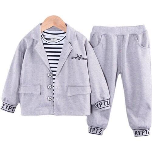 New Spring Autumn Baby Boys Clothes Suit Children Coat T-Shirt Pants 3Pcs/Sets Toddler Casual Costume Kids Gentleman Clothing