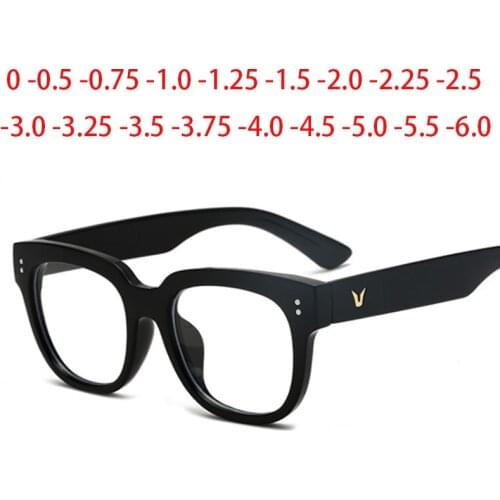 Oversize Square Women Luxury Eyewear Big Frame Men Vintage Short Sighted Glasses 0 -0.5 -0.75 -1.0 -1.5 -2.0 To -6.0