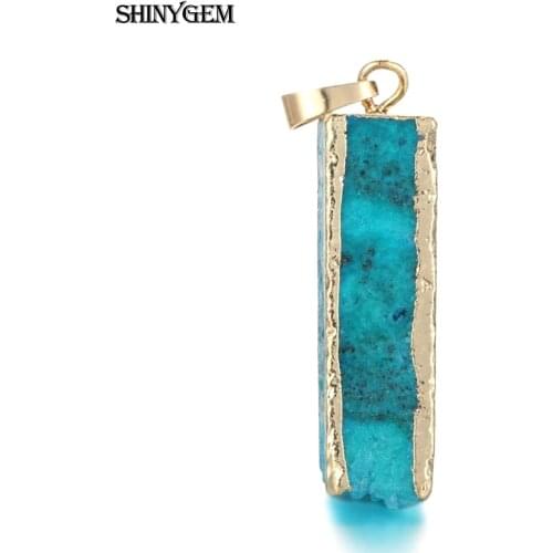 10*35mm 6 Colors Rectangle Natural Crystal Stone Pendant Gold Electroplating Surface Druzy Geode Pendant For DIY Jewelry Making