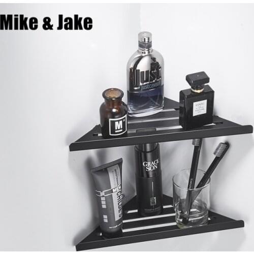 Nordic black Bathroom shelf Triangle corner Frame 304 Stainless Steel Bathroom rack Receiving Corner shelf hotel bathroom shelf