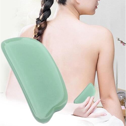 Guasha Board Square Shape Relieve Face Tension Green Face Massage Scraper Board for Home