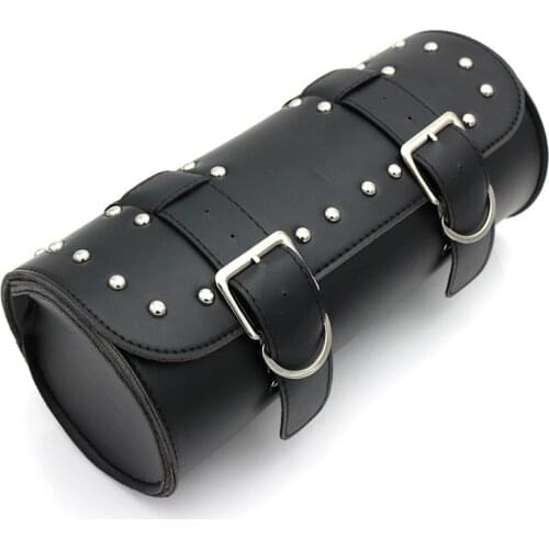 Universal Black Motorcycle Tool Bag Front Fork Handlebar Saddlebag Roll Barrel Racing Tail Barrel Storage