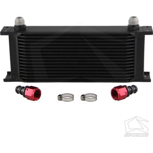 Universal Oil Cooler 16 Row AN10 Oil Cooler Cooling/Radiating System+Straight Fittings Black