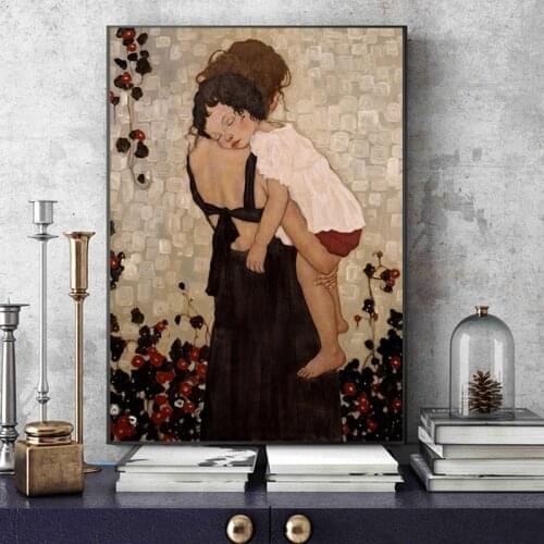 Famous Abstract Painting Mother And Child by Gustav Klimt Canvas Painting Wall Art Prints Picture For Living Room Decor Cuadros