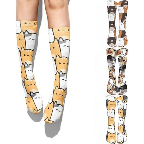 High Quality Fashion Cute Socks Creative Harajuku Kawaii Happy Man Socks Cartoon Animal Cat Dog Print Funny Socks calcetines