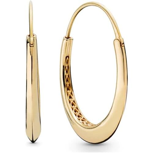 2019 New Exotic Hoop Earrings for Women Golden Shine Jewelry Sterling Silver 925 Big Circle Women Earrings Jewelry Female Gifts