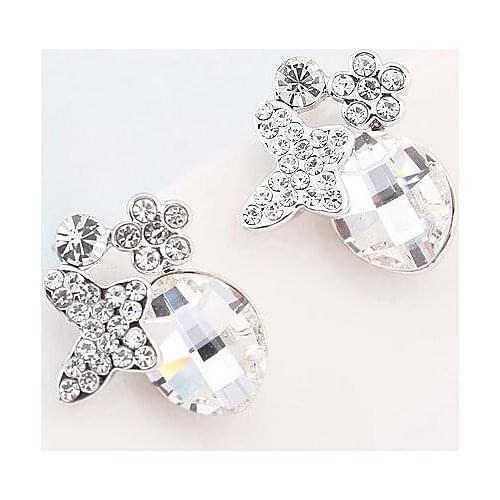 Trendy popular jewelry Crystals from Swarovski Butterfly Stud Earrings For Women ladies earings Nickle free antiallergic