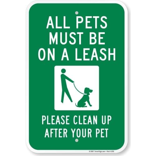 "All Pets Must be on a Leash" Sign | 12" x 8" Aluminum