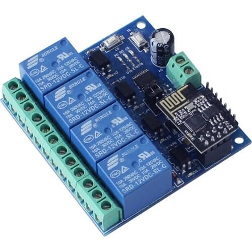 1pcs 12V ESP8266 ESP-01 4 Channel WiFi Relay Module For IOT Smart Home Phone APP Controller Onboard ESP01