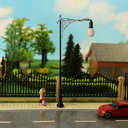 10pcs HO Scale Lamp Post Two-Head 10cm 1:87 Street Lights Model Railway Train LEDs Miniature LQS73HO