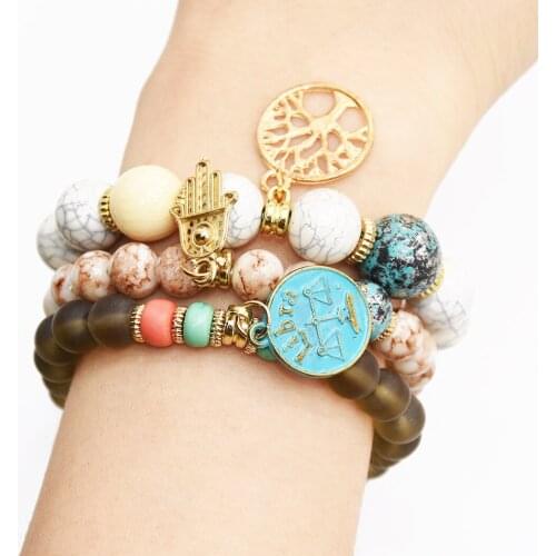 2021 Bohemian Beaded Bracelet Fashion Color Multi-layer Elastic Hand String Bohemian National Style Bracelet Nail Bangle