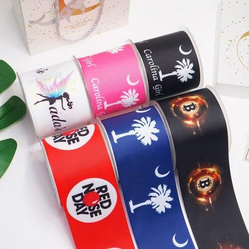 3 Inch 75 mm Cartoon Printed Grosgrain Ribbons For Hair Bows Craft Suppliers 53006