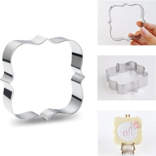 3D Cooking Tools for Cake Stainless Steel Cookie Cutter Wedding Blessing Frame Shape Biscuit Chocolate Mold Stencil