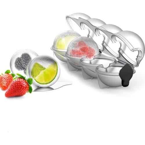 4 Hole Ice Hockey Ice Box Whiskey Round Ice Cube Mold Ice Maker Bar Tools Silicone Ice Cream Tools Homemade Ice Cube Tray