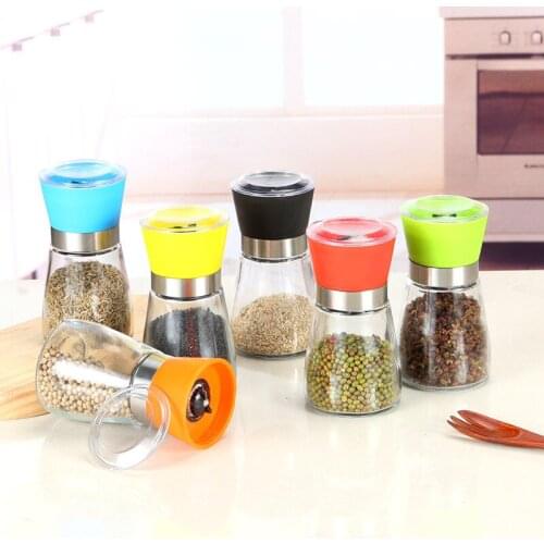 4 Pcs Premium Manual Glass Pepper Salt Spice Grinder Mill Hand Pepper Herb Mill Shakers With Cover BBQ Kitchen Tool