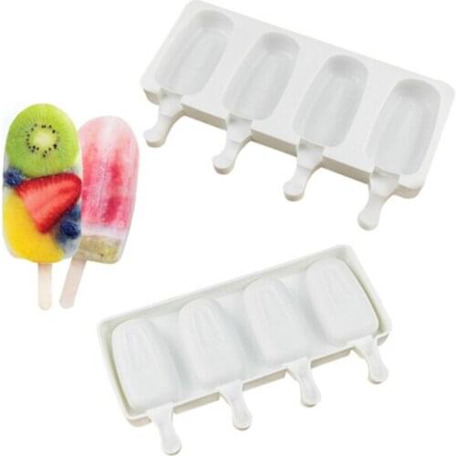 4 Cell Mini Silicone Frozen Ice Cream Pop Popsicle Mold Tray Pan Kitchen Tools DIY Ice Maker Lolly Mould Cake Fondant Mould