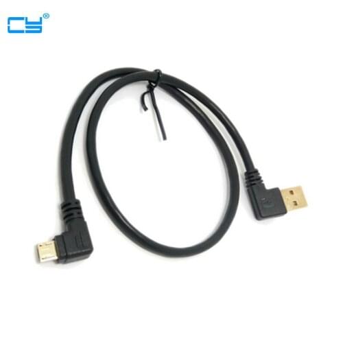 5pcs/Lot High quality gold plated plug 15cm short 90 degree Left angle USB A male to Micro USB Right angle data power cable