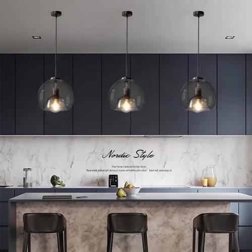 American Vintage Smoke Gray Glass Pendant Lights Minimalist Dining Room Counter Nordic Led Loft Industrial Hanging Lamp Fixture